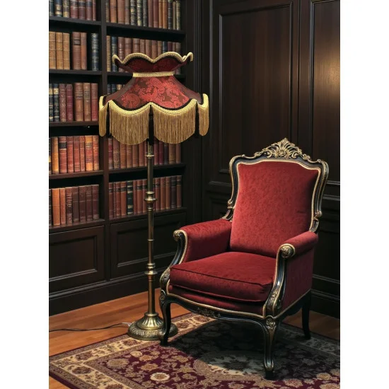 Paisley Jacquard Red and Black Victorian Fabric Lampshades